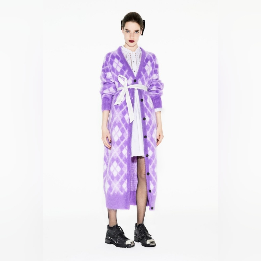 Miu Miu purple argyle cardigan 36